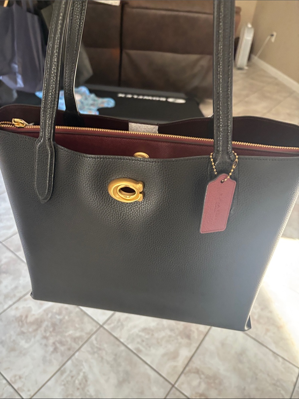 Coach Willow Large Pebbled Leather Tote with Gold Accent - Picture 9 of 9